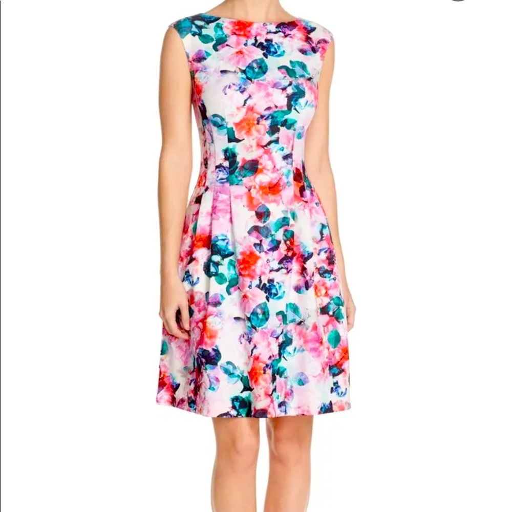 ELIZA J Floral Print Scuba Fit & Flare Dress